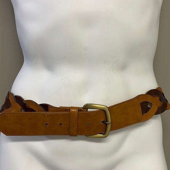 Steve Madden Women’s Braided Two-Tone Brown Belt- Large - Picture 1 of 13